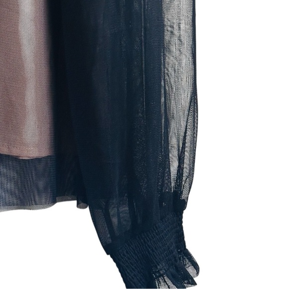 Oliver.O Black and Pink Ruffled Bib Collar Blouse Large black and cream new - Picture 3 of 6